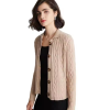 Fashionable Polo Neck Cable Knit Womens Knitted Sweater Cardigan factory